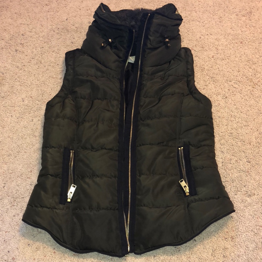 olive green H&M puffy vest